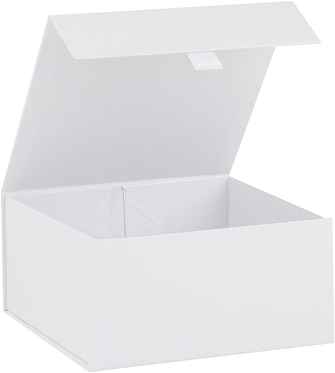 PLINJOY White Gift Box 8x8x4 Inches Small Gift Boxes for Presents with Magnetic Closure Lid Luxury Collapsible Gift Box Bridesmaid, Wedding, Birthday Boxs for Gift Packaging - Image 1